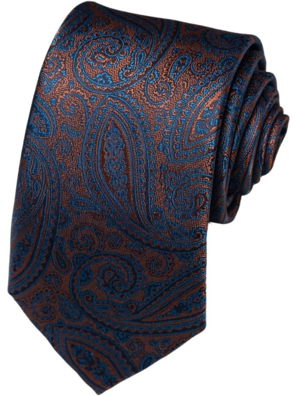 🆕Men's Brown 100% Microfiber Paisley Jacquard Slim Formal Necktie For Wedding